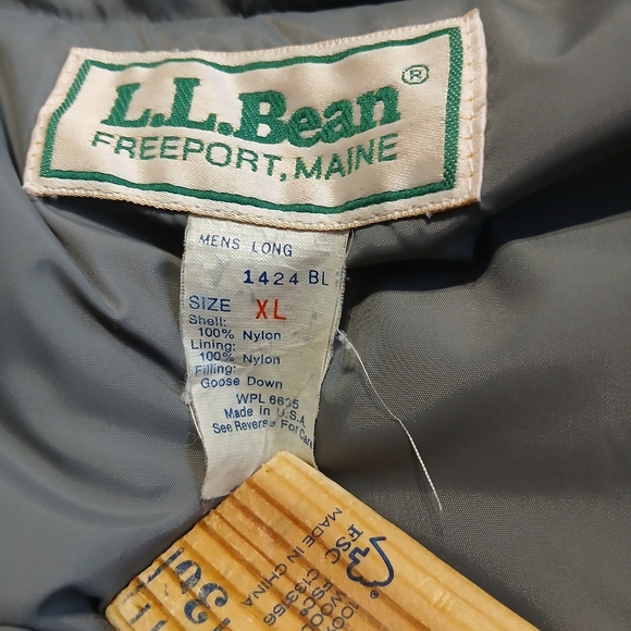 😃L.L. Bean Men's Size Extra Large Charcoal Goose Puffer Vest - Picture 7 of 9